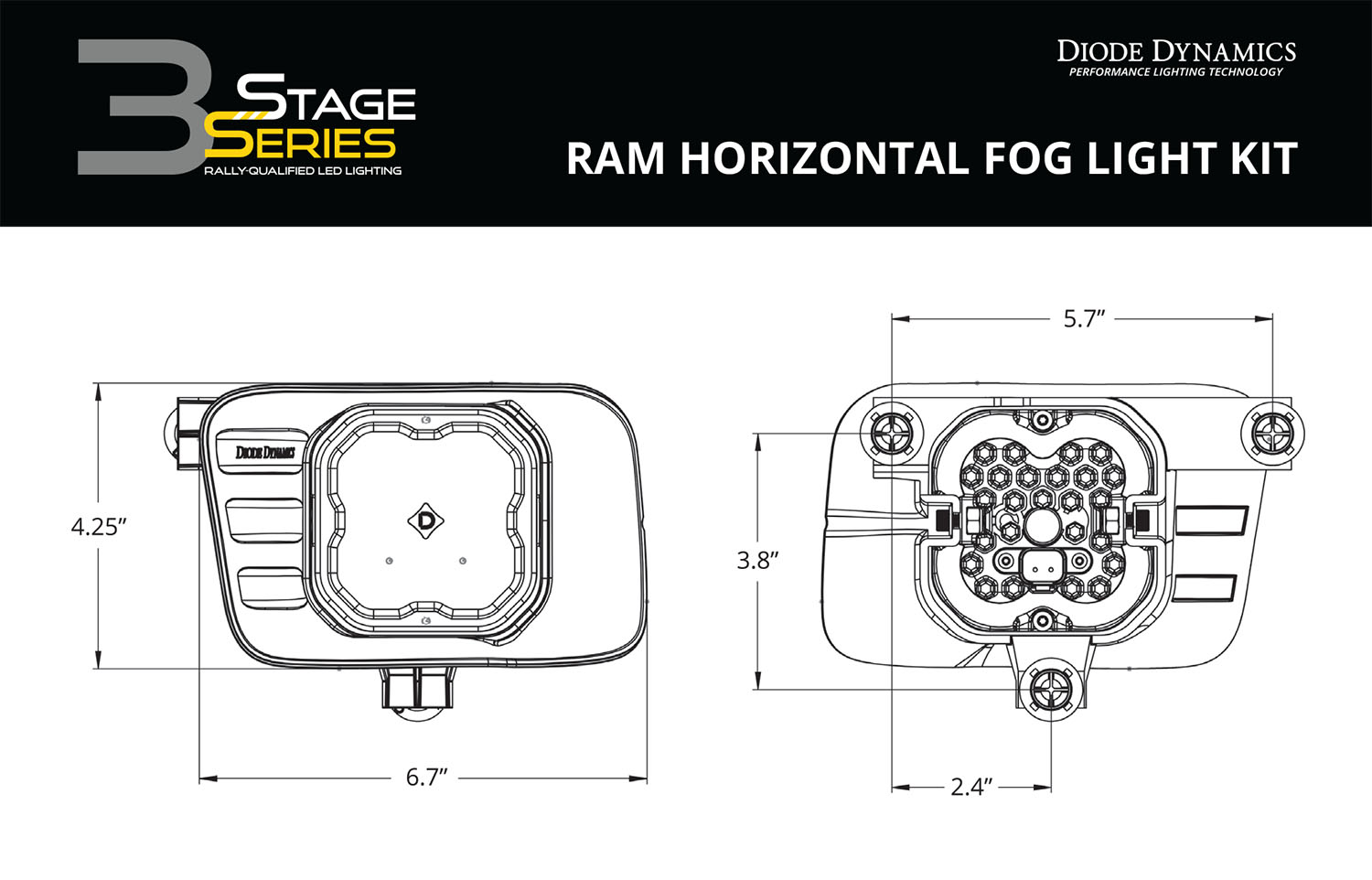 SS3 Sport Type Ram Horiz Kit ABL White SAE Fog - Image 9