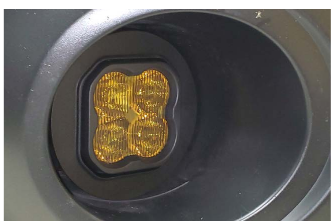 SS3 LED pod installed in the Subaru Outback factory fog light pocket