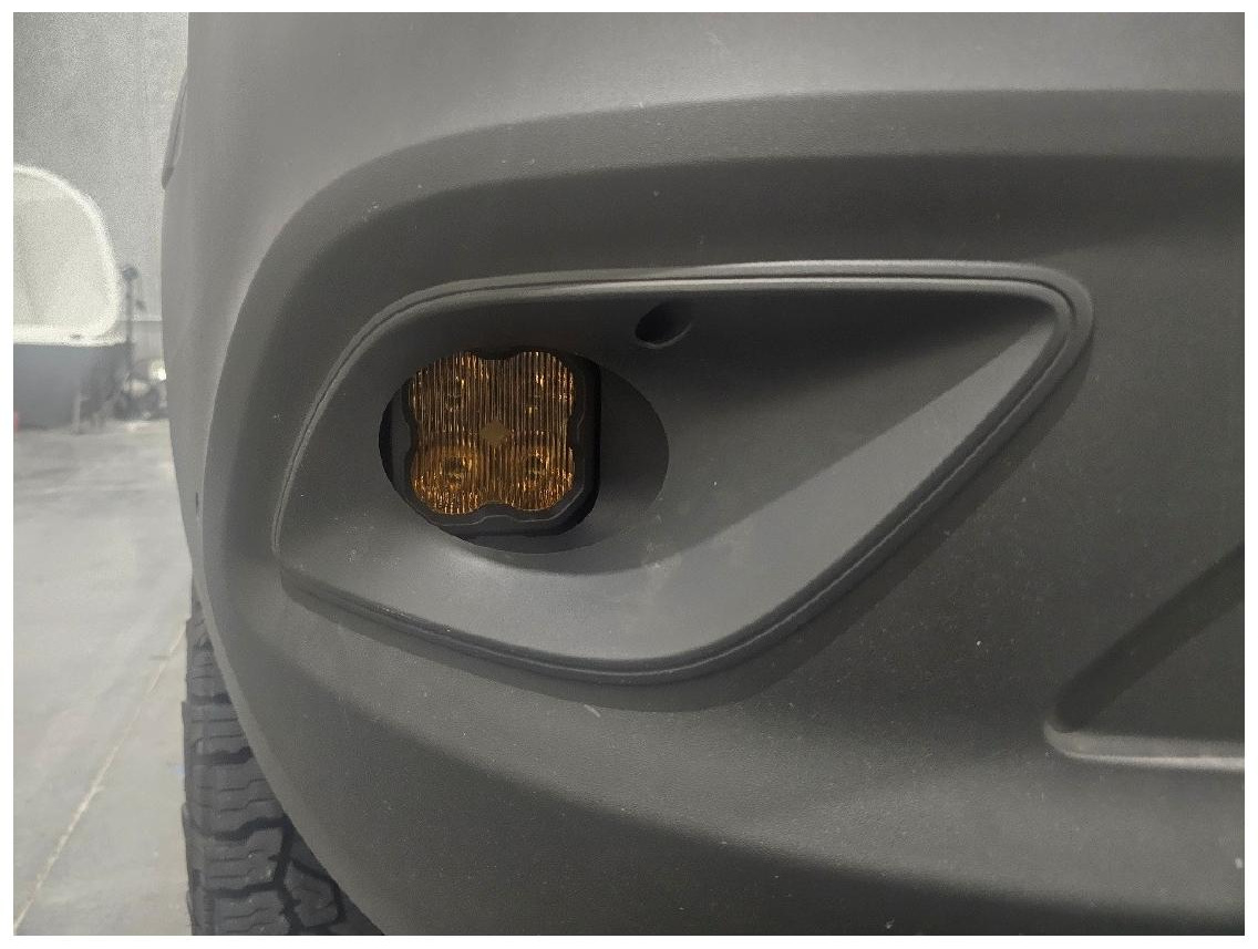 Fog light bezel reinstalled around the SS3 pod