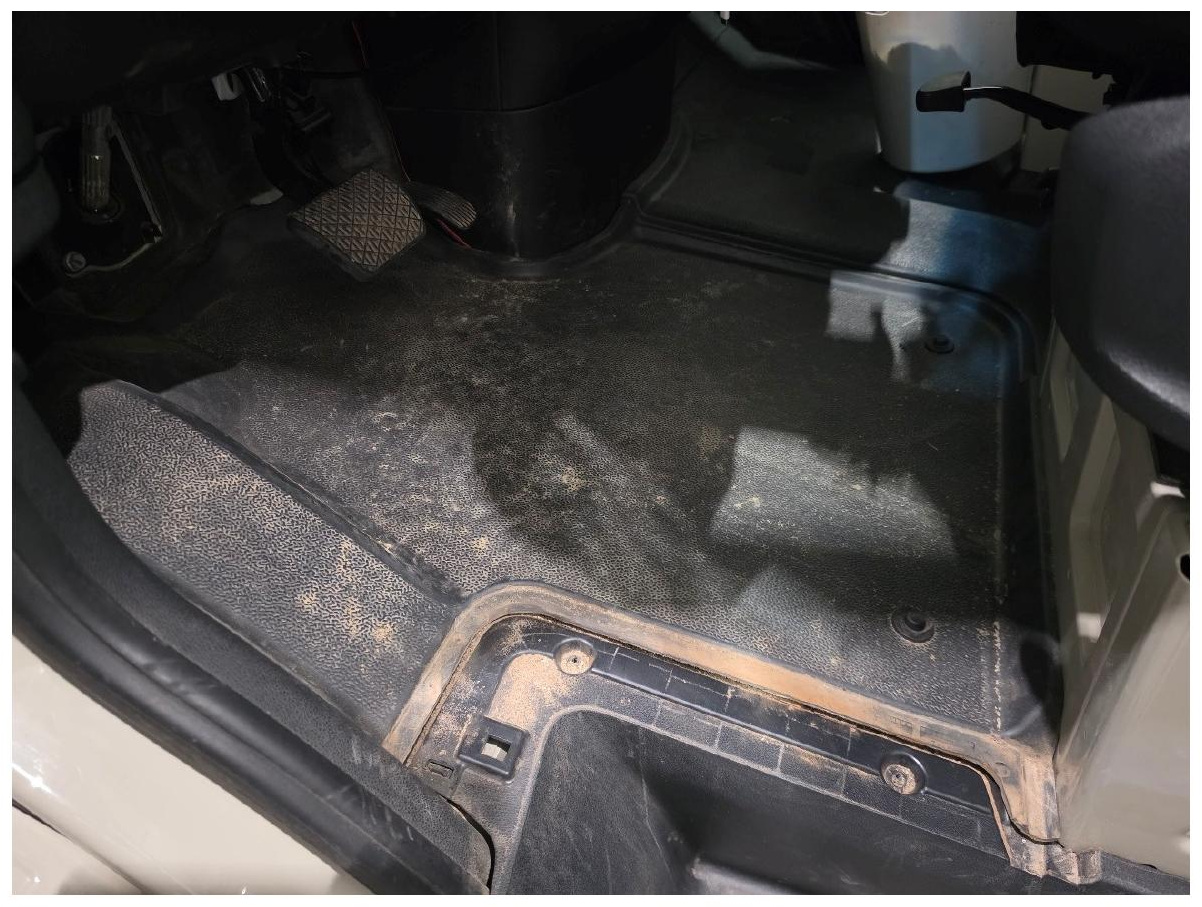 Driver-side floor insulation removed