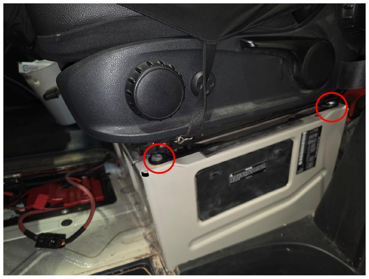 Driver-seat pedestal mounting fasteners