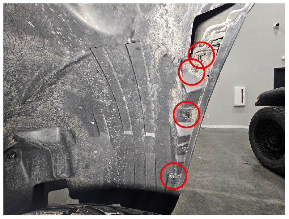 Fender liner push-pin clips on the Mercedes-Benz Sprinter