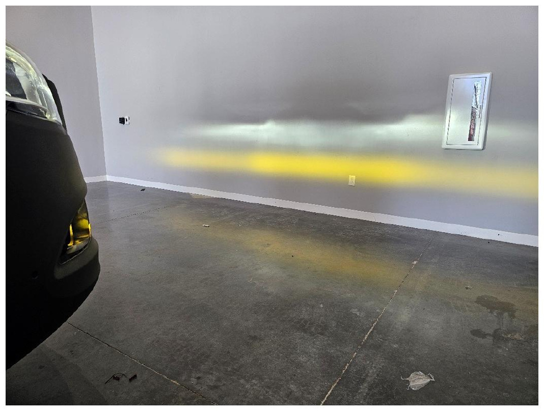 SS3 fog light beam being aimed